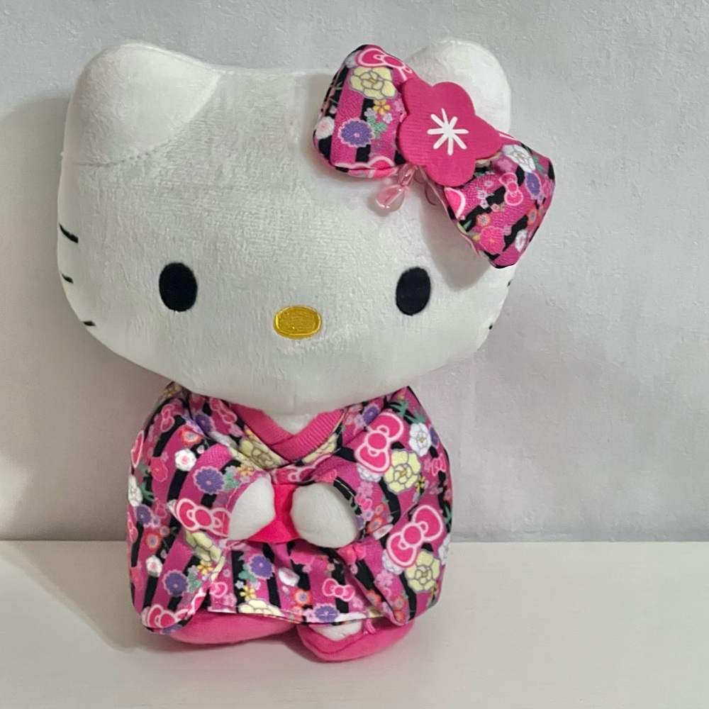 2014 Hello Kitty Sanrio Nakajima Cherry Blossoms Pink Kimono Stuffed Plush Toy